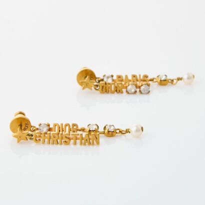 Christian Dior, Paris Long Drop Earrings with Pearls / Crystals