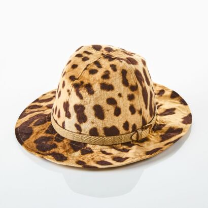 Dolce & Gabbana, Leopard Print Velvet Fedora Hat