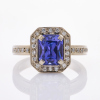 18ct White Gold, Modern, Handmade, 2.70ct Tanzanite / .23ct Diamond Ring