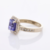 18ct White Gold, Modern, Handmade, 2.70ct Tanzanite / .23ct Diamond Ring - 2