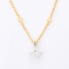 14ct White Gold, Princess Cut Diamond Solitaire Pendant on 18ct Yellow Gold, 44cm Diamond Set Chain