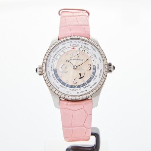 Stainless Steel, 41mm Girard-Perregaux Diamond Ladies World-Timer Wristwatch