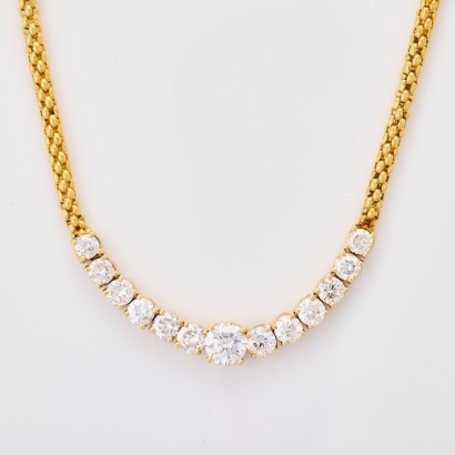 Fope, 18ct Yellow Gold, Modern Necklace with 10.43ct Diamond Set Centrepiece