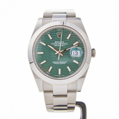 Stainless Steel, Rolex Datejust 41 Green Motif Dial Wristwatch