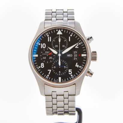 Stainless Steel, 43mm IWC Pilots Chronograph Wristwatch