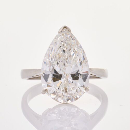 An Important, Platinum, 7.03ct Pear Cut, Solitaire Diamond Ring