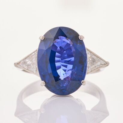 Platinum, 9.72ct Colour Change Sri Lankan Sapphire / .46ct Diamond Ring