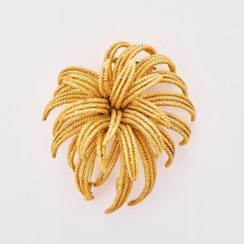 David Webb, 18ct Yellow Gold Textured Spray Brooch with Box, circa 1960's