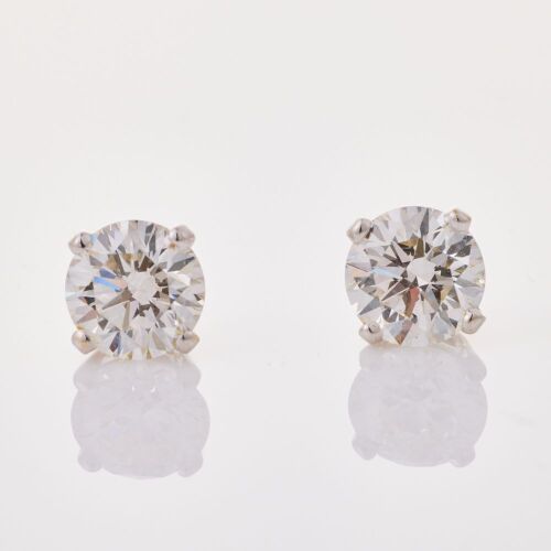 18ct White Gold, 2.04ct Diamond Stud Earrings, HRD certified