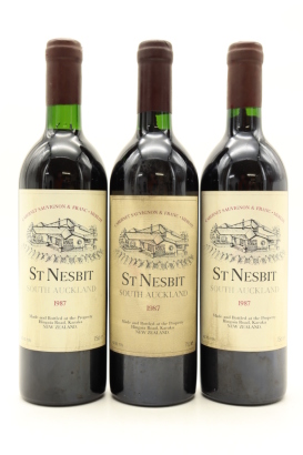 (3) 1987 St Nesbit Cabernet - Merlot - Petit Verdot, Auckland