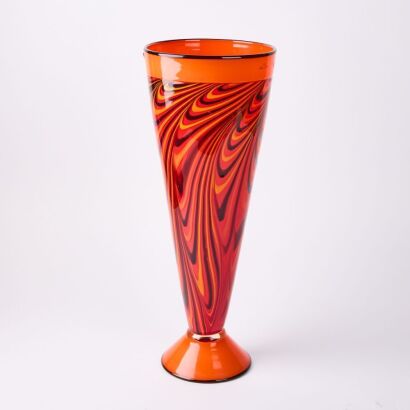 A Marie Simberg-Hoglund Incalmo Cane Glass Vase