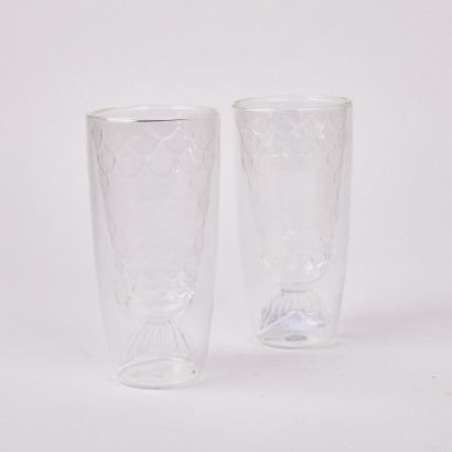 A Pair of Double Walled Fish Tail Glasses