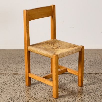 A Solid Rimu Chair With Cord Seat