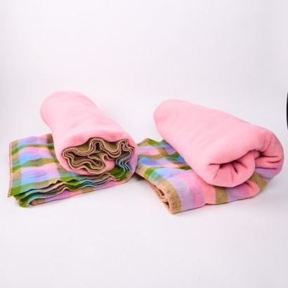 A Pair of Multicoloured Wanganui Fleece Blankets