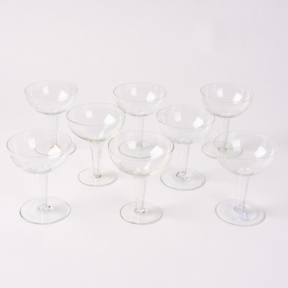 A Set Of Eight Vintage Etched Set Of Hollow Stem Coupes