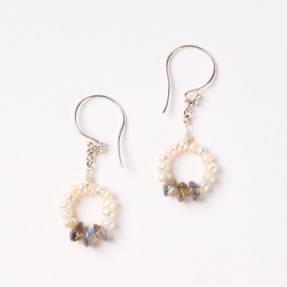 A Pair Of Pearl & Labradorite Earrings