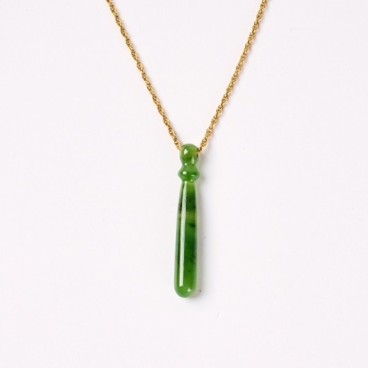 A Vintage Greenstone Pendant On Chain