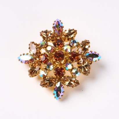 A Vintage Vitrail Aurora Borealis Rhinestone Brooch