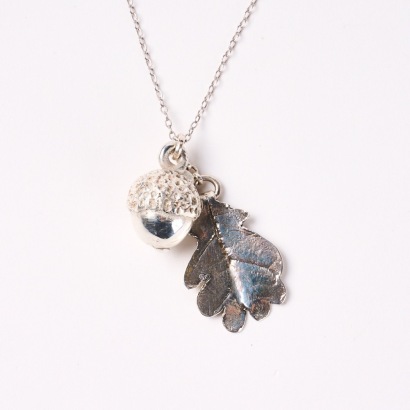 A Sterling Silver Acorn & Leaf on Chain