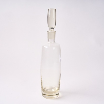 A Mid-Century Tall Clear Glass Whiskey Decanter