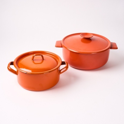 Two Small Enamel Pots