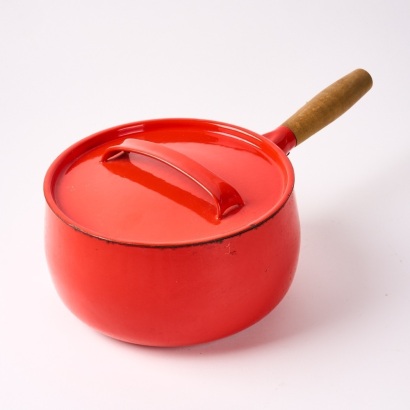 A Cast Iron Enamel Saucepan