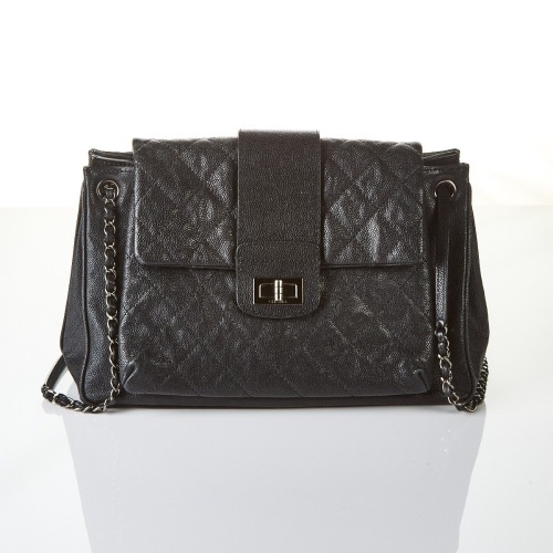 Chanel, Black Washed Caviar Mademoiselle Accordion Flap Bag