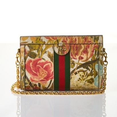 Gucci GG Supreme Water Floral Ophidia Chain Bag