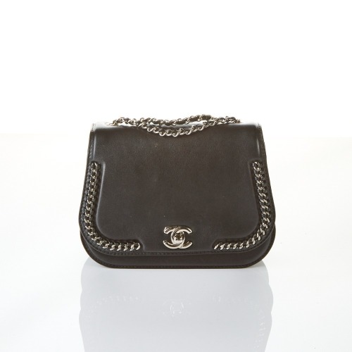 Chanel, Small Braided Black Lambskin Leather Chic Bag