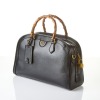 Gucci, Black Textured Dollar Calfskin Leather Medium Diana Duffle Bag