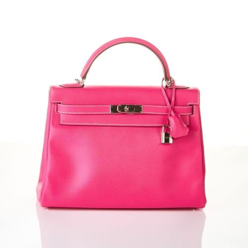 Hermès, Rose Tyrien Tosca Epsom Leather Candy Kelly Retourne 32 Verso