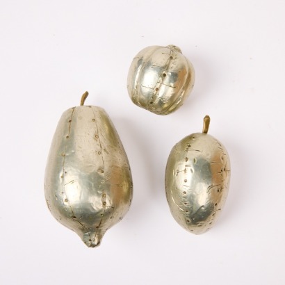 A Set of Three Arts and Crafts Metal Plated Fruit