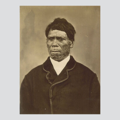 Unknown Photographer - Portrait of a Notable Māori Man with Moko