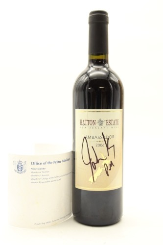 (1) 2006 Hatton Estate Ambassador Cabernet - Merlot Signed By John Key, Hawke's Bay