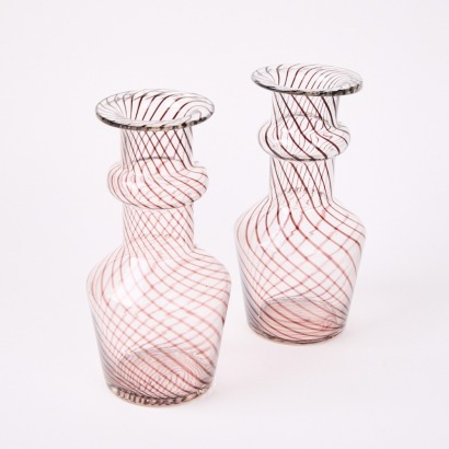 A Pair of Art Glass Swirl Vases