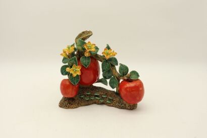 A Chinese porcelain apple tree ornament