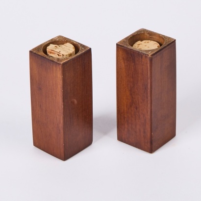 A Pair Of Teak Salt And Pepper Shakers