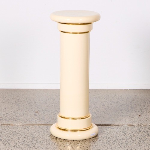 An Italian Cream And Gold Ceramic Plinth