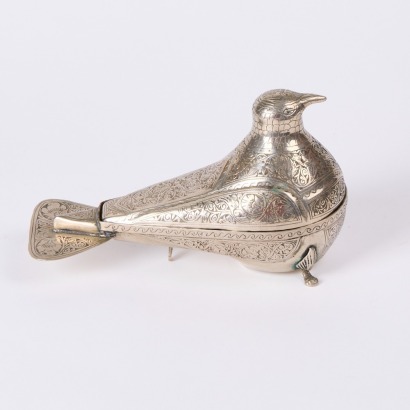 An Ornate Persian Silver Patterned Bird Box