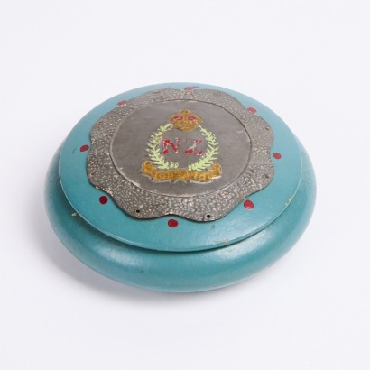 A Trench Art Pewter Crested Trinket Box