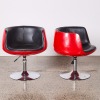 A Pair Of Retro Tub Chairs In Red With Chrome Base - 2