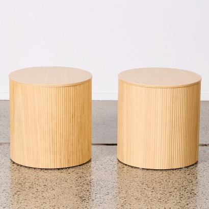 A Pair of Round Panelled Side Tables