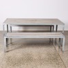 A Michael Draper Outdoor Dining Table and Two Bench Seats - 2