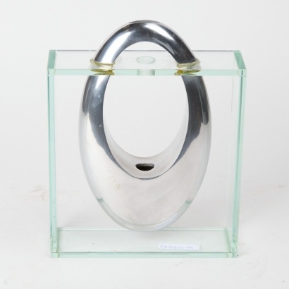 A Post Modern Aluminum and Glass Vase