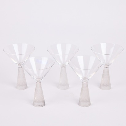 A Set of Six Geometric Stemmed Martini Glasses