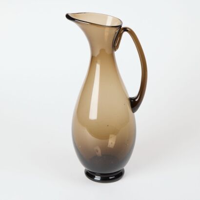 A Mid Century Italie Emilieu Hand Blown Smoked Glass Tall Jug