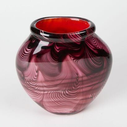 A Cranberry Swirl Vase