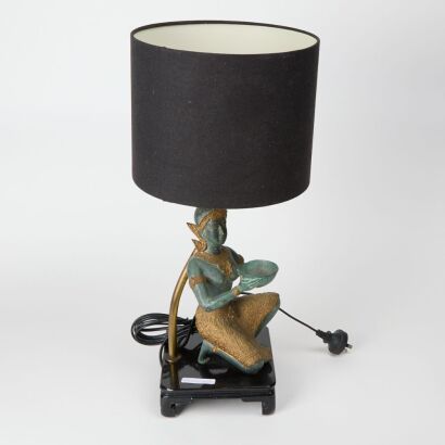 A Large South East Asian Bronze Table Lamp