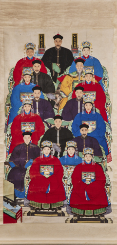 A Chinese Qing Dynasty Manchu family Portrait