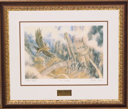 A Lord of the Rings 'Gandalf on Gwaihir over Helms Deep' Lithograph